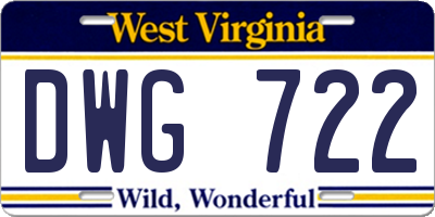 WV license plate DWG722