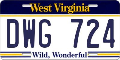 WV license plate DWG724