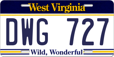 WV license plate DWG727