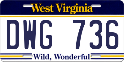 WV license plate DWG736