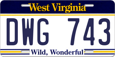 WV license plate DWG743