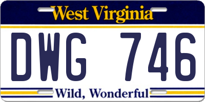 WV license plate DWG746