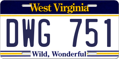 WV license plate DWG751