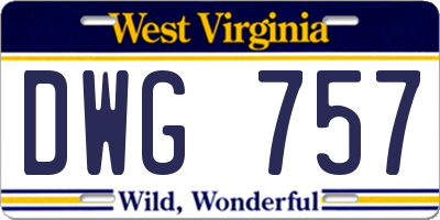 WV license plate DWG757