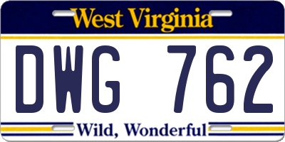 WV license plate DWG762