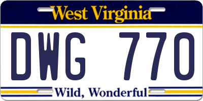 WV license plate DWG770
