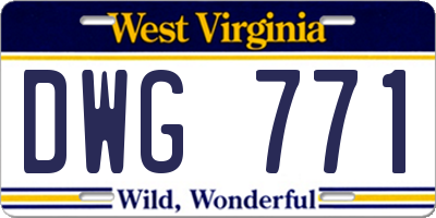 WV license plate DWG771