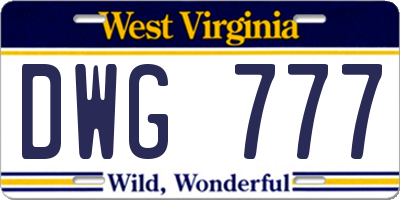 WV license plate DWG777