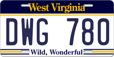 WV license plate DWG780