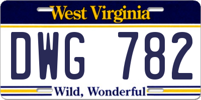 WV license plate DWG782