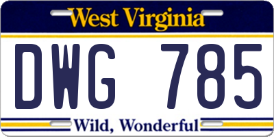 WV license plate DWG785