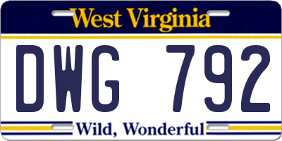 WV license plate DWG792