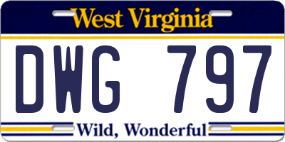WV license plate DWG797