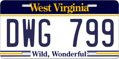 WV license plate DWG799
