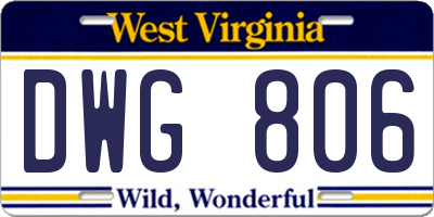 WV license plate DWG806