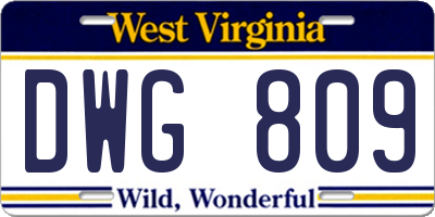 WV license plate DWG809