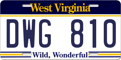 WV license plate DWG810