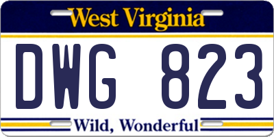 WV license plate DWG823