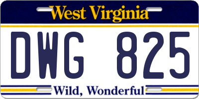 WV license plate DWG825