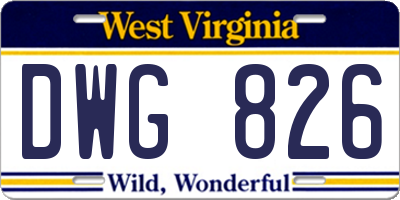 WV license plate DWG826