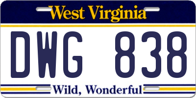 WV license plate DWG838