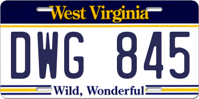 WV license plate DWG845