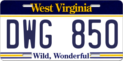 WV license plate DWG850