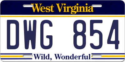 WV license plate DWG854