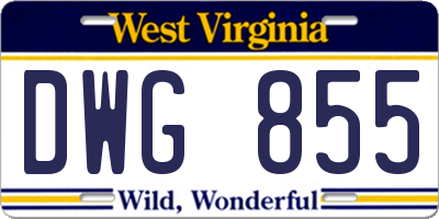 WV license plate DWG855