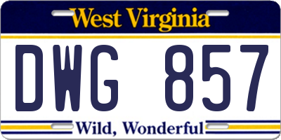 WV license plate DWG857