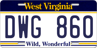 WV license plate DWG860