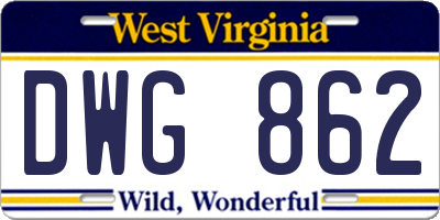 WV license plate DWG862