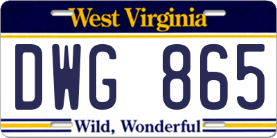 WV license plate DWG865