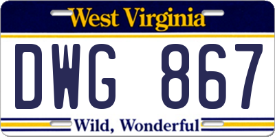 WV license plate DWG867