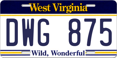 WV license plate DWG875