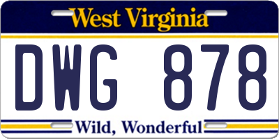 WV license plate DWG878