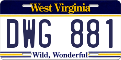 WV license plate DWG881
