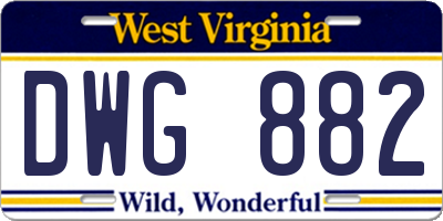 WV license plate DWG882