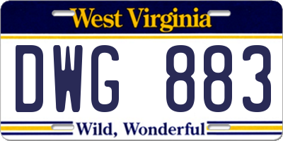 WV license plate DWG883