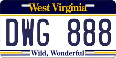 WV license plate DWG888