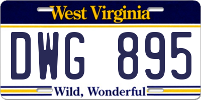 WV license plate DWG895