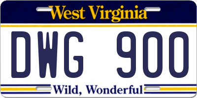 WV license plate DWG900