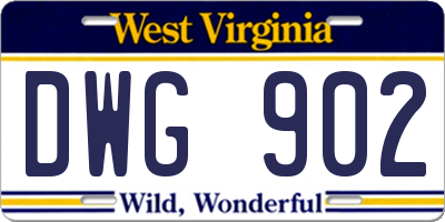 WV license plate DWG902