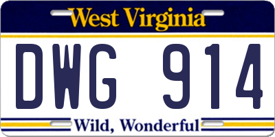 WV license plate DWG914