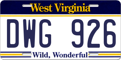 WV license plate DWG926