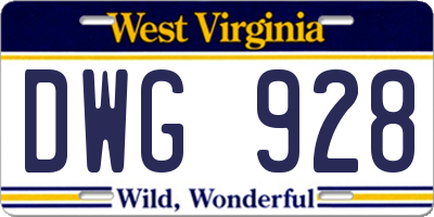 WV license plate DWG928
