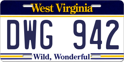 WV license plate DWG942