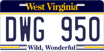 WV license plate DWG950