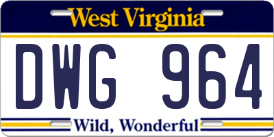 WV license plate DWG964