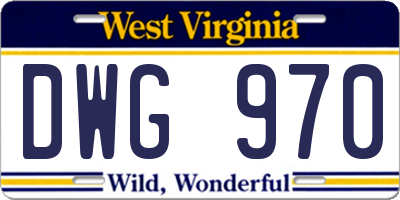 WV license plate DWG970